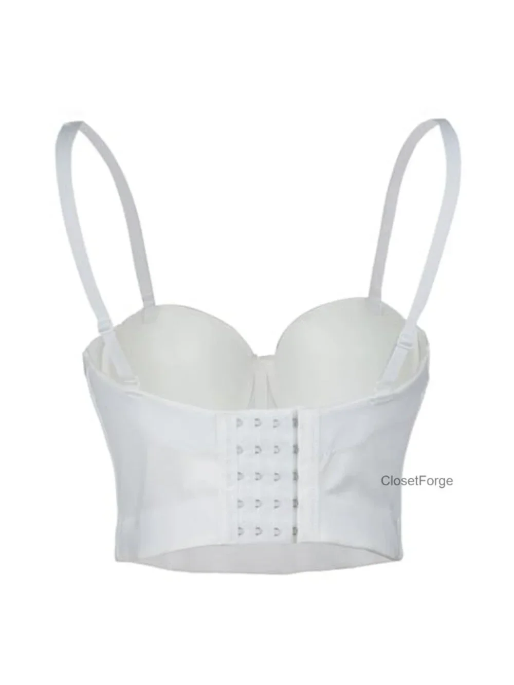 Pearls Beaded Bustier Crop Top Corset Bra White